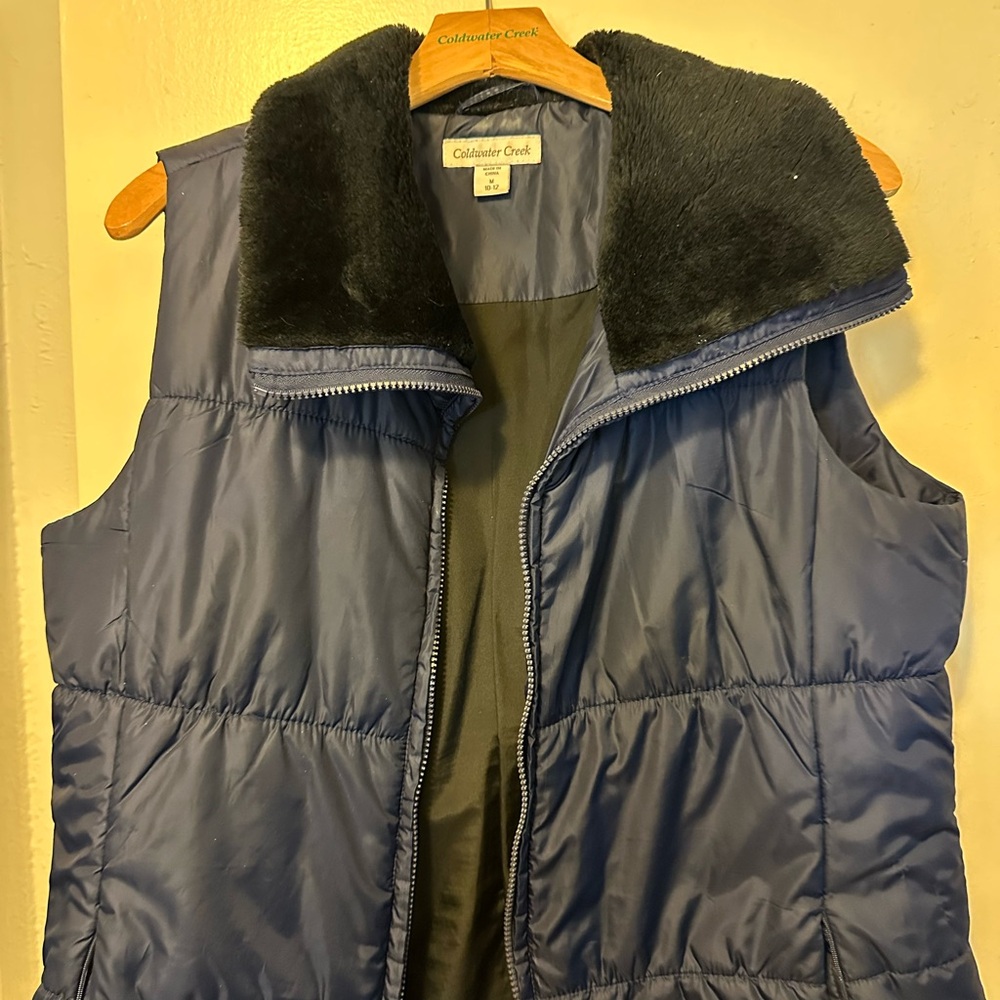 Coldwater Creek Midnight Blue Vest with Black Collar